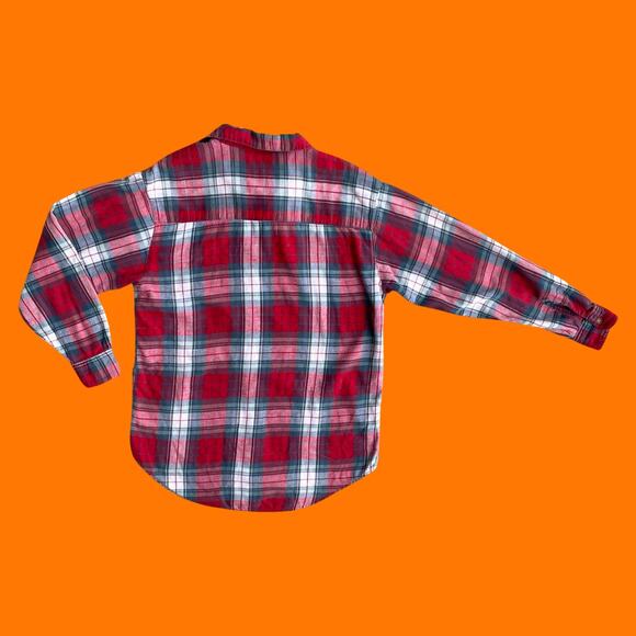 90's vintage flannel plaid 100% cotton collared button up blouse SMALL - Picture 5 of 7